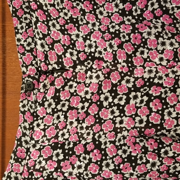 NWOT Rachel Zoe Midi Length Ruffle Black/Pink Floral Skirt size S - Picture 8 of 14